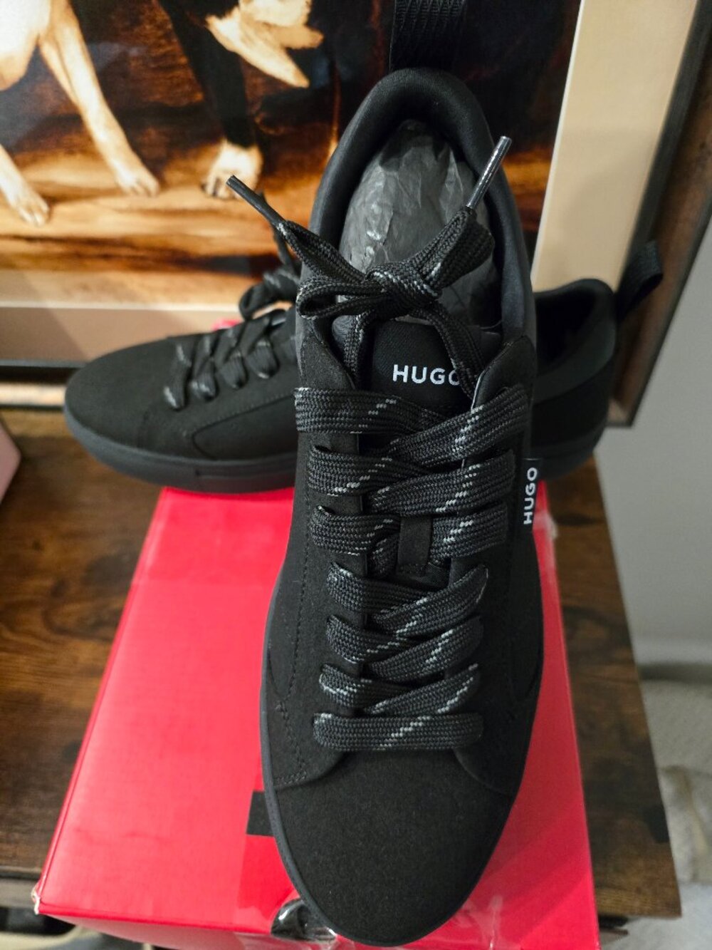 HUGO BOSS MENS SHOES MORRIE TENN MFNYL 50548503003 BLACK SZ 10 US NEW
